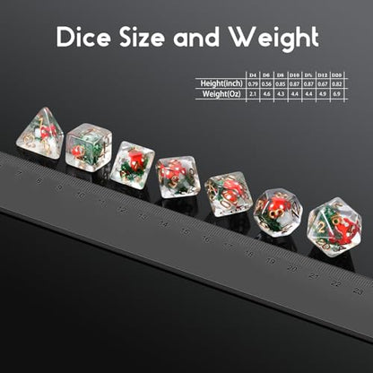 Mushroom Dice Set D&D, DNDND 7PCS Resin D&D Dice Set with Gift Velvet Bag for Dungeons and Dragons Role Playing Games and Tabletop Games（Red Mushroom - color: Mushroom Red