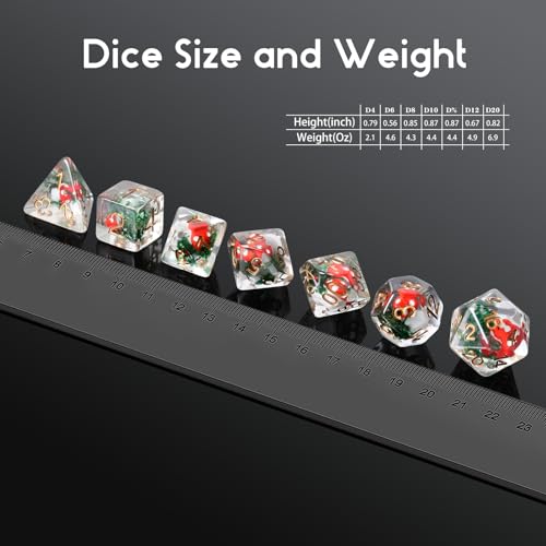 Mushroom Dice Set D&D, DNDND 7PCS Resin D&D Dice Set with Gift Velvet Bag for Dungeons and Dragons Role Playing Games and Tabletop Games（Red Mushroom - color: Mushroom Red