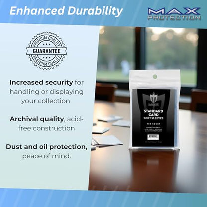 Max Protection Premium Card Sleeves - Acid-Free, Archival-Quality - Clear Polypropylene 100 Pack - Penny Sleeves for Trading Cards & Sports Cards - 2 5/8 x 3 5/8 - Fits Toploaders - size: 10000 Sleeves