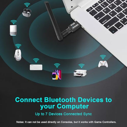 Long Range Bluetooth 5.4 Adapter for PC, Wireless USB Dongle External Antenna for Windows 11 10 8.1 7 Linux Laptop Desktop Computer, Pair with Bluetooth Headset Speaker Mice Keyboard Printer - style: Latest BT5.4-Detachable Antenna-BT548
