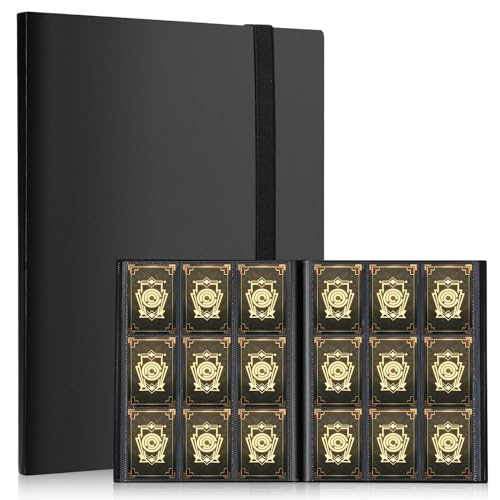 Card Binder, EDUDIIU 9 Pockets Premium Trading Card Binders, Cards Collection Binder Album, Side Loading Yugioh Holder Book for Sport, Football, Baseball Collector - Black - color: Black