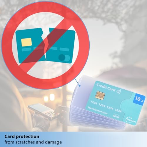 credit card sleeves - 10-pack - sturdy transparent plastic sleeve - protector for cards, protection