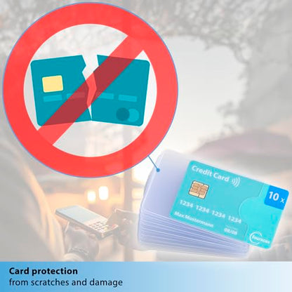credit card sleeves - 10-pack - sturdy transparent plastic sleeve - protector for cards, protection