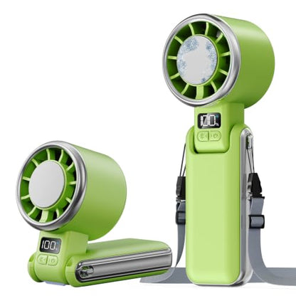 SHEWIND Portable Handheld Fan with Ice Cooling - 5 Gear High Speed Turbo Personal Fan Rechargeable, Up to 13 Hrs, Mini Hand Fans for Travel Essentials, Beach Vacation, Gifts for Women, Men (Green) - color: Green