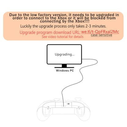 Dinosoo Wireless Controller for Xbox One/Series X|S & PC, Bluetooth, 2 Vibration Motors, TURBO, Macro, 3.5mm Headphone Jack Orange+Gray - Upgrading with a PC before connecting to X-box