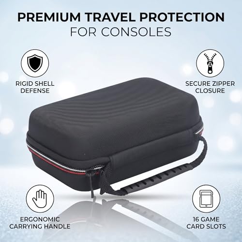 2DS XL 3DS Carrying Case, Hard Shell Storage Bag with 16 Game Cartridges Slots and Removable Pocket, Made of Premium Nylon, Lightweight and Travel Friendly, for Game Console and
