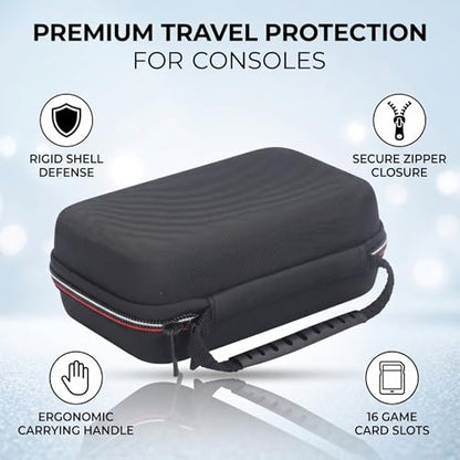 2DS XL 3DS Carrying Case, Hard Shell Storage Bag with 16 Game Cartridges Slots and Removable Pocket, Made of Premium Nylon, Lightweight and Travel Friendly, for Game Console and