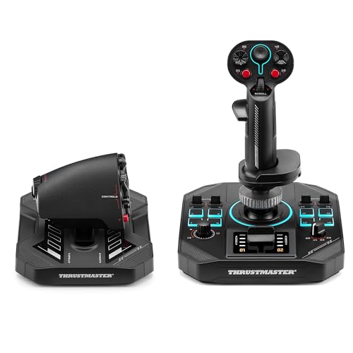 Thrustmaster Sol-R4 HOTAS Space Combat Flight Stick & Throttle - PC | 58 programable buttons, 21 on grip, 2 triggers, 2 hats, ministick, thumbwheel, Hall-Effect, RGB LEDs, adjustable detent - style: Sol-R4 HOTAS