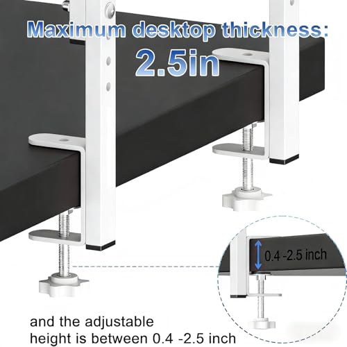 2-Tier Desk Shelf | Desk Organization Expandable Clamp on Desk Shelf Desktop Accessories for Offices and Game Rooms (White) - color: White