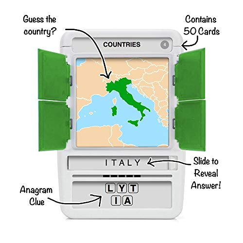 Countries of The World Travel Game - Learn 100 Countries | Flash Cards with Slide Reveal Case | Geography Card Game, Gift, Stocking Stuffer | for Kids and Adults | Ages 6+ - style: Countries