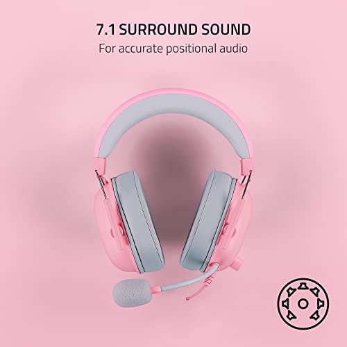 Razer BlackShark V2 X Gaming Headset, 50mm Drivers, Quartz Pink - color: Quartz Pink, size: 3.5 mm, style: PC