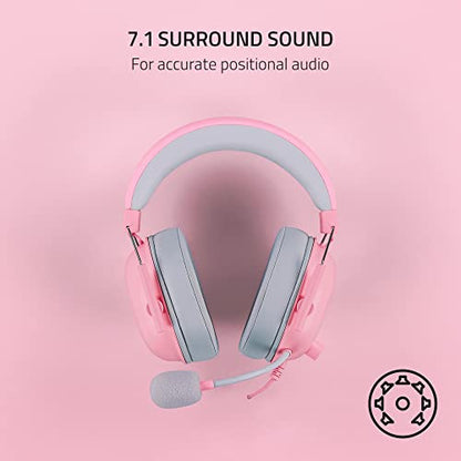 Razer BlackShark V2 X Gaming Headset, 50mm Drivers, Quartz Pink - color: Quartz Pink, size: 3.5 mm, style: PC