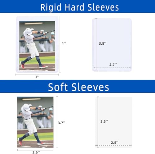600 Pack Card Sleeves Hard Plastic, Arjiekwei 3"X 4" Baseball Cards Protectors Plastic, Premium Card Holder for Trading Sports Baseball Football Game Cards (300 Hard + 300 Soft) - size: 300 Hard Sleeves + 300 Soft Sleeves