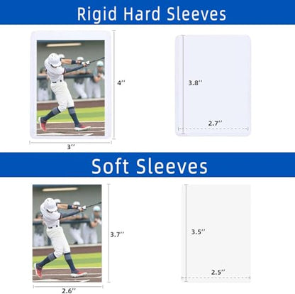 600 Pack Card Sleeves Hard Plastic, Arjiekwei 3"X 4" Baseball Cards Protectors Plastic, Premium Card Holder for Trading Sports Baseball Football Game Cards (300 Hard + 300 Soft) - size: 300 Hard Sleeves + 300 Soft Sleeves