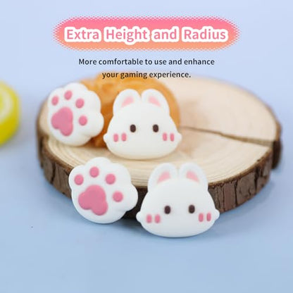 Paw Bunny Switch 2 Joycon Thumb Grips Caps, 4 PCS Cute Kawaii 3D Silicone Analog Thumbstick Button Cover for NS Switch 2 Joystick Caps - color: Paw Bunny for NS2