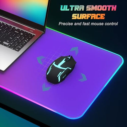 ITNRSIIET RGB Gaming Mouse Pad Full Desk XL Extended Large Gaming Mousepad 12 Lighting Modes, 30% Thicker, Big LED Desk Mat for Keyboard Men Gamers Esport Pros, 32" x 12",Gradient Red Purple - color: Z-gradient Red Purple