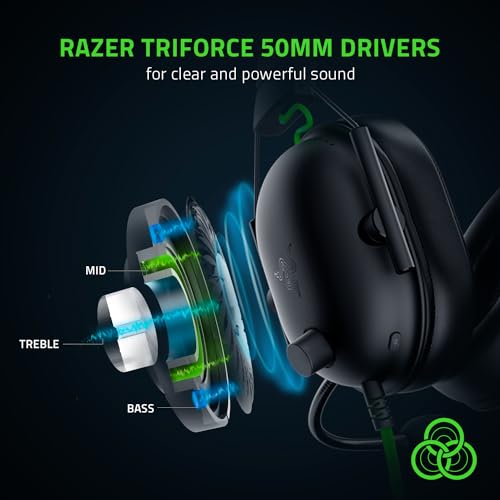 Razer BlackShark V2 X Wired Gaming Headset with 7.1 Surround Sound, 50mm Drivers, Noise Cancelling Mic (Pack of 8) - color: Black, size: USB (Pack of 8), style: PC