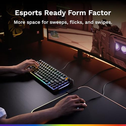 GLORIOUS Gaming Keyboard GMBK 75% - Swappable MX Compatible keycaps, Detachable USB Cable, IP57 Water and dust Resistant, 10 Zone RGB Lighting, Quiet switches - 321x137x41 mm - English QWERTY Layout - color: Black, size: GMBK Prebuilt (75%)
