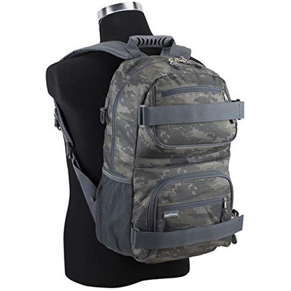 Eastsport Travel Skateboard Backpack Double Strap Laptop Bag Multi-Sport Design for Men and Women, Static Camo - color: Static Camo