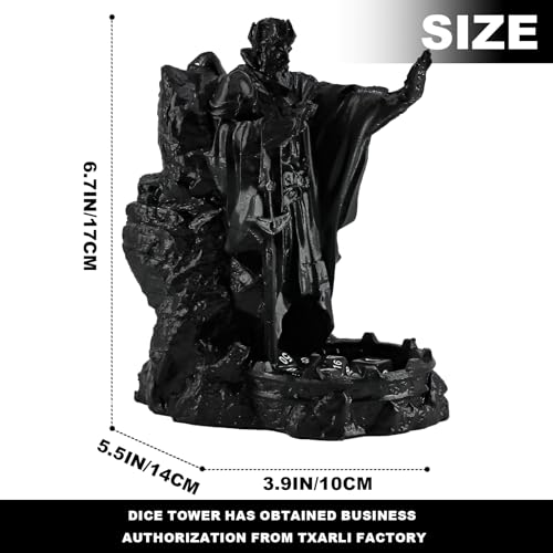 DND Dice Tower God Dice Tower DND Accessories | dnd dice tray for RPG Games Tabletop Games Such Dragons and Dungeons - color: Black