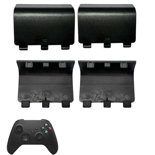 NHuaXiong 4 Pack Battery Back Cover for Xbox Series X/S Controller, Replacement Battery Back Shell Covers for Xbox Series S, Series X Controller[NOT for Xbox One,One X/S] (Black) - color: Black