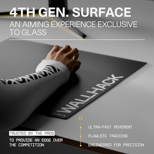 Wallhack SP-004A Glass Gaming Mouse Pad, Medium 15.4x17.7 in, Black | Tempered Glass Mousepad For FPS & Esports, Compact Precision Surface With Smooth Tracking & Non-Slip 60A Silicone Base - color: SP-004A Compact | Black