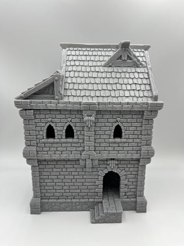 Tabletop Miniature Medieval Castle Building Terrains Compatible with D&D - 28mm Scale Scenery with Medieval Architecture Style, Collectible Dioramas, Paintable, by HAUTICO Gift for Hobby Enthusiasts