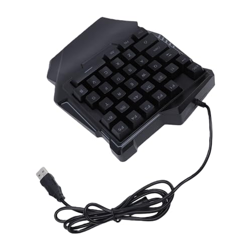 Pomya One Handed Gaming Keyboard 35 Keys RGB Backlit, Ergonomic Wired Gaming Keypad with Wrist Rest, USB Plug and Play Mini Keyboard for PC Laptop