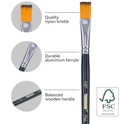 Transon 16 pcs Artist Paint Brush Set Versatile for Acrylic Painting Watercolor Painting Gouache Painting Black Color - color: Black