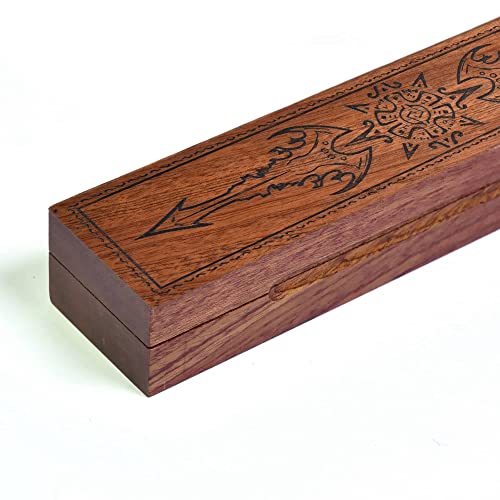 Wooden DND Dice Box, Dice Holder Case with Felt Lined Magnetic Lid for D&D Tabletop Game - Acacia (Sword of Damocles-Black) - color: Sword of Damocles-Black