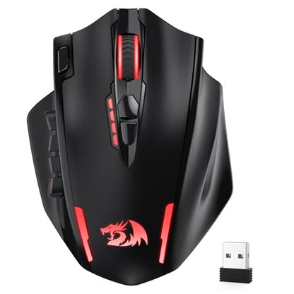 Redragon M913 MAX Wireless MMO Gaming Mouse 26000 DPI Remapping Keys | Cable-Free 0 Delay, Smooth Precise Tracking, Redefine Keybinding Macro, Vibing Backlight, Ergonomic Grip Body Comfort - color: Black, style: Wireless M913 Max