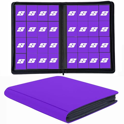 1000+ Pockets Trading Card Binder, 16 Pocket Ringless Side Loading Card Holder Album, Trading Card Album Fit for YuGiOh, MTG, TCG, Game Cards, Sports Cards, Business Cards (Purple) - color: Purple