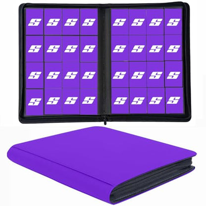 1000+ Pockets Trading Card Binder, 16 Pocket Ringless Side Loading Card Holder Album, Trading Card Album Fit for YuGiOh, MTG, TCG, Game Cards, Sports Cards, Business Cards (Purple) - color: Purple