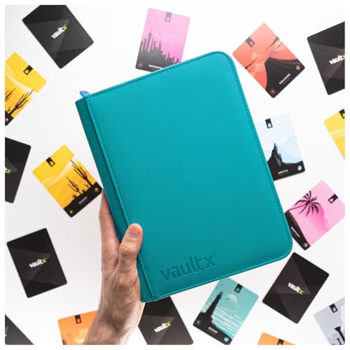 Vault X 4 Pocket Zip Trading Card Binder 160 Cards Exo-Tec (Teal) | Holds 160 standard-size TCG cards in 20 side-loading 4-pocket pages. Padded, water-resistant Exo-Tec cover. - color: Teal