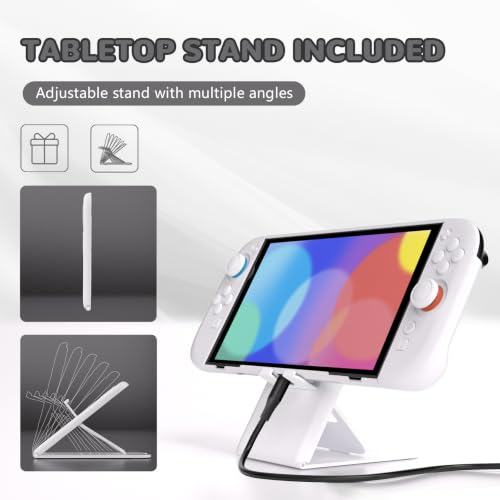 PlayVital Hard Case for Nintendo Switch 2 with Extra Stand & Thumb Grip Caps | Split Design, Dockable Protective Full-Body Shell Cover for Nintendo Switch 2 | Solid Color Series, White - color: White