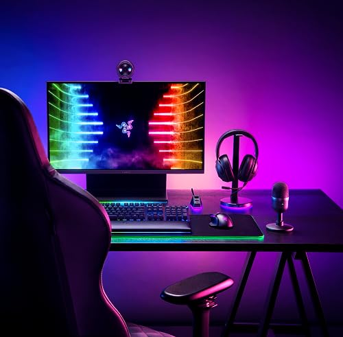 Razer Base Station V2 Chroma Headphone Headset Stand Holder: Chroma RGB Lighting - Taller Stand & Anti-Slip Ledge - USB Charging Ports - Anti-Slip Rubber Base - 3.5mm Port + Built-in DAC - Black - color: Classic Black, style: V2