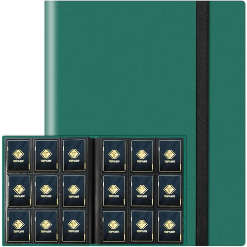 Trading Card Binder, Card Binder Album Folder Book Fit for MTG Baseball Football Sports Cards, Easy to Use Card Collection Binder (green, 360 Pockets) - color: Green, size: 360 Pockets