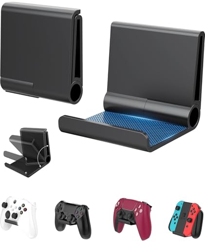 4 Pack Foldable Controller Wall Mount Holder, Xbox Controller Stand , Compatible with Xbox Switch, Adhesive/Screw,Remote Accessories, Keyboard Holder,Wall Mount Storage, Headphone & Headset Hanger - color: Black