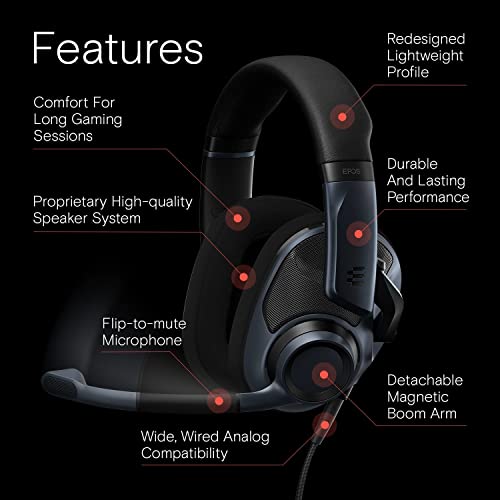 EPOS H6Pro Open Acoustic Gaming Headset with Mic – Lightweight Headband, Comfortable & Durable Design – Compatible with Xbox, PS4/PS5 & PC/Windows – Black | Lightweight Headband, Durable Design, Compatible with Xbox