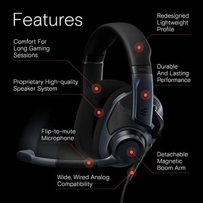 EPOS H6Pro Open Acoustic Gaming Headset with Mic – Lightweight Headband, Comfortable & Durable Design – Compatible with Xbox, PS4/PS5 & PC/Windows – Black | Lightweight Headband, Durable Design, Compatible with Xbox