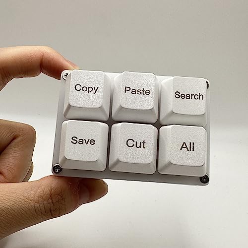 BTXETUEL Copy Paste Search Save Cut All 6-Key Keyboard One Handed OSU Keypad Programmable Mechanical Shortcut Macro Keyboard for Working and Gaming (White) | Hot-swappable Mini Mechanica RGB Keypad for Macros and Rhythm Games Office Work Shortcut Keys - c