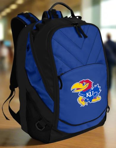 Broad Bay Kansas Jayhawks Backpack | Official University of Kansas Logo, Padded Laptop Computer Section, Premium 600 Denier Nylon Fabric