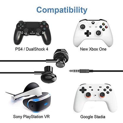 GEEKRIA 3.5mm Wired Gaming Earbuds with Mic & Volume Control, Stereo Bass in-Ear Headphones for Xbox One, PS4, Luna, PC, Laptop, Smartphones (Black) - color: Black