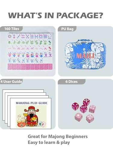 Mahjong Tile Set 160 Bling Acrylic Engraved American Mahjong Game Sets | HYZYey Sparkle Pink Garden Series 1.2” Mah Jongg Tiles with 6 Dice PU Bag Accessories Gifts for Majong Players Beginners - color: Pink