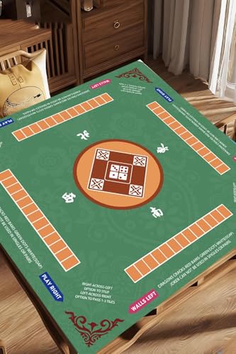 Mahjong Mat for Table, 31.5x31.5Inch American Mahjongg Table Mat (Green) | Anti-Wrinkle&Foldable Neoprene Mahjongg Travel Mat for Table with Learning Rule, Anti-Slip Noise Reduction Includes Carry Bag - color: Green