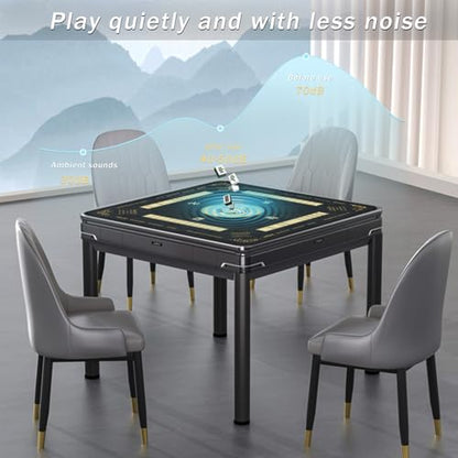 2F22E Mahjong Mat - Non-Slip Noise Reduction Gaming Mat 32.4x32.4 Inch for Mahjong/Poker/Board Games/Card Games/Dominoes (Black) - color: Black