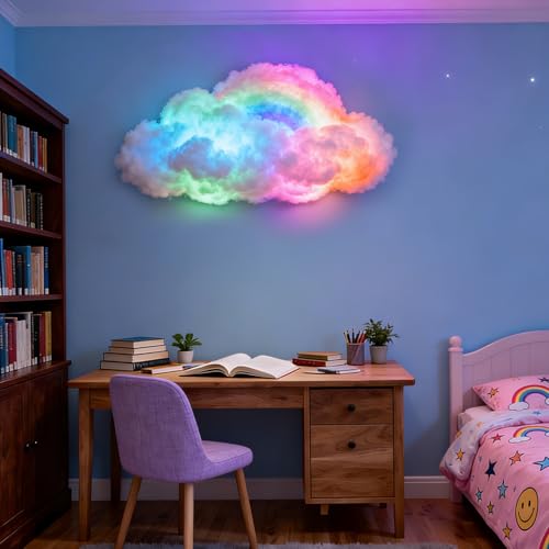STHF DIY USB-Powered Thundercloud LED Light Decor | 3D Shapable Clouds Lamp, Unique Room Decor & Night Light for Bedroom, Gaming Room, Ceiling Ambiance & Party (8-Meter Cloud) - size: 8-meter cloud