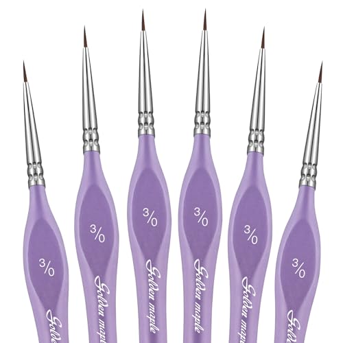 Detail Paint Brushes 3/0, Golden Maple Ultra Fine Tip Paint Brush Extra Fine Detail Miniature Paint Brush Set 6pcs Small Scale Models Paint by Numbers for Adults - Acrylic Watercolor Oil, Purple - color: Purple