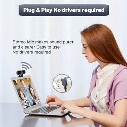 USB-C 1080P Webcam Compatible with Switch 2/ PC - Streaming Camera for Zoom/Teams/Skype, Plug&Play PC/Mac/Laptop - color: Black-USB C