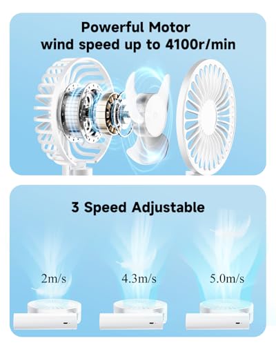 Personal Small USB Fan Rechargeable, 2-in-1 Foldable Handheld Fan Portable | 3 Gear Speeds Travel Fan Battery Powered Mini Table Fan with Lanyard for Travel Makeup Desk Girl Women Summer Gift White - color: Portable Fan